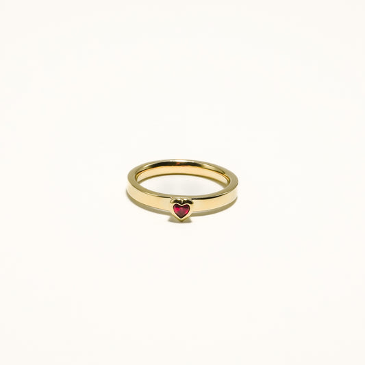 Mini Heart Garnet Ring
