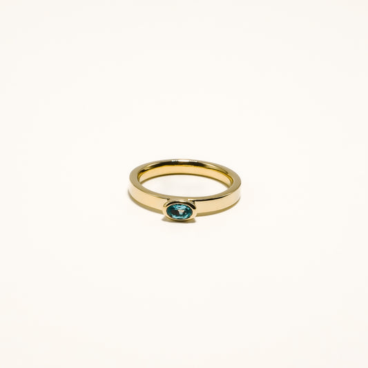Mini Oval Swiss Blue Topaz Ring