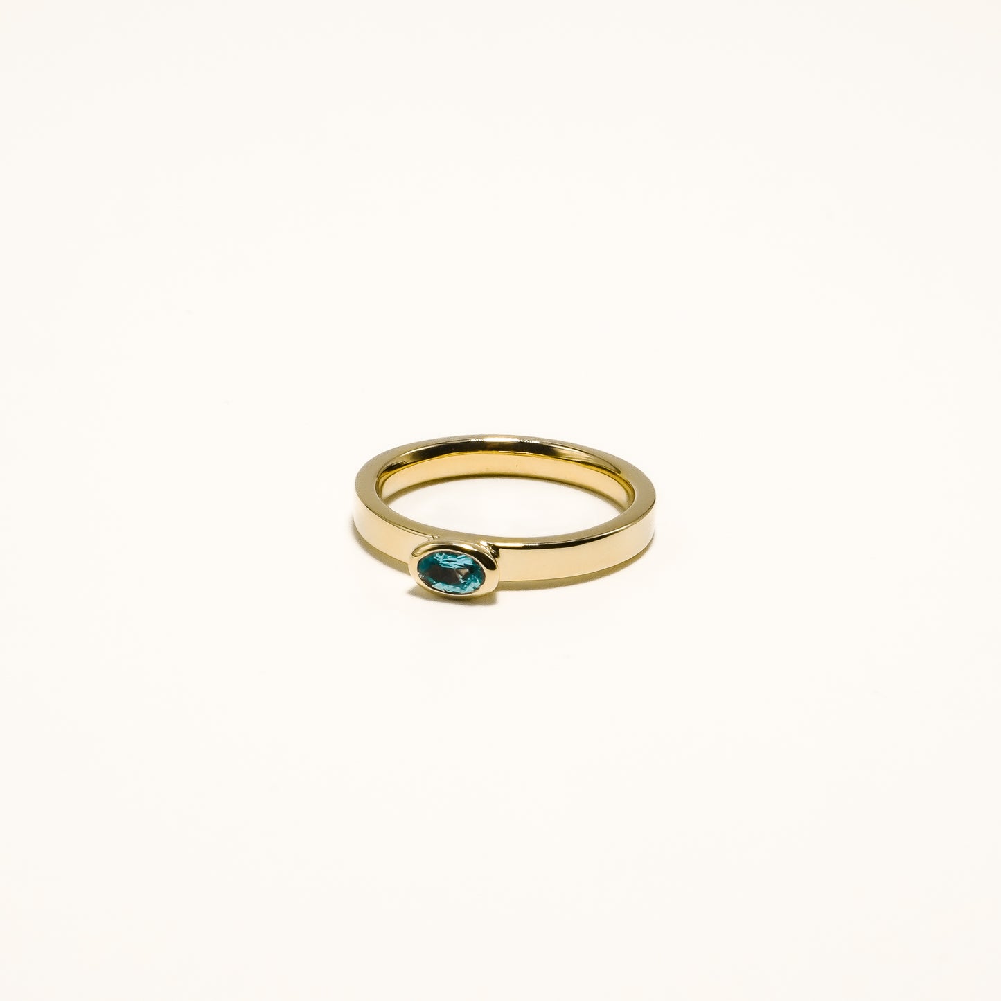 Mini Oval Swiss Blue Topaz Ring