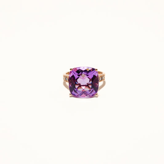 Pink Amethyst Cushion Cut Ring