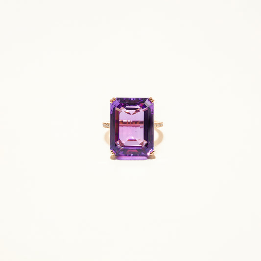 Pink Amethyst Emerald Cut Ring