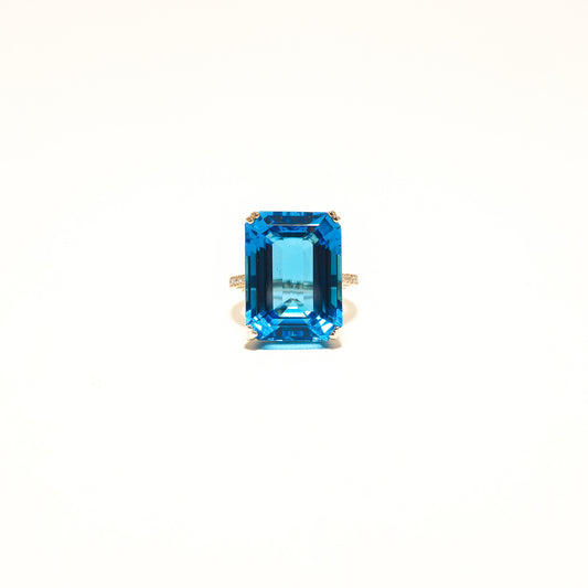 Swiss Blue Topaz Emerald Cut Ring