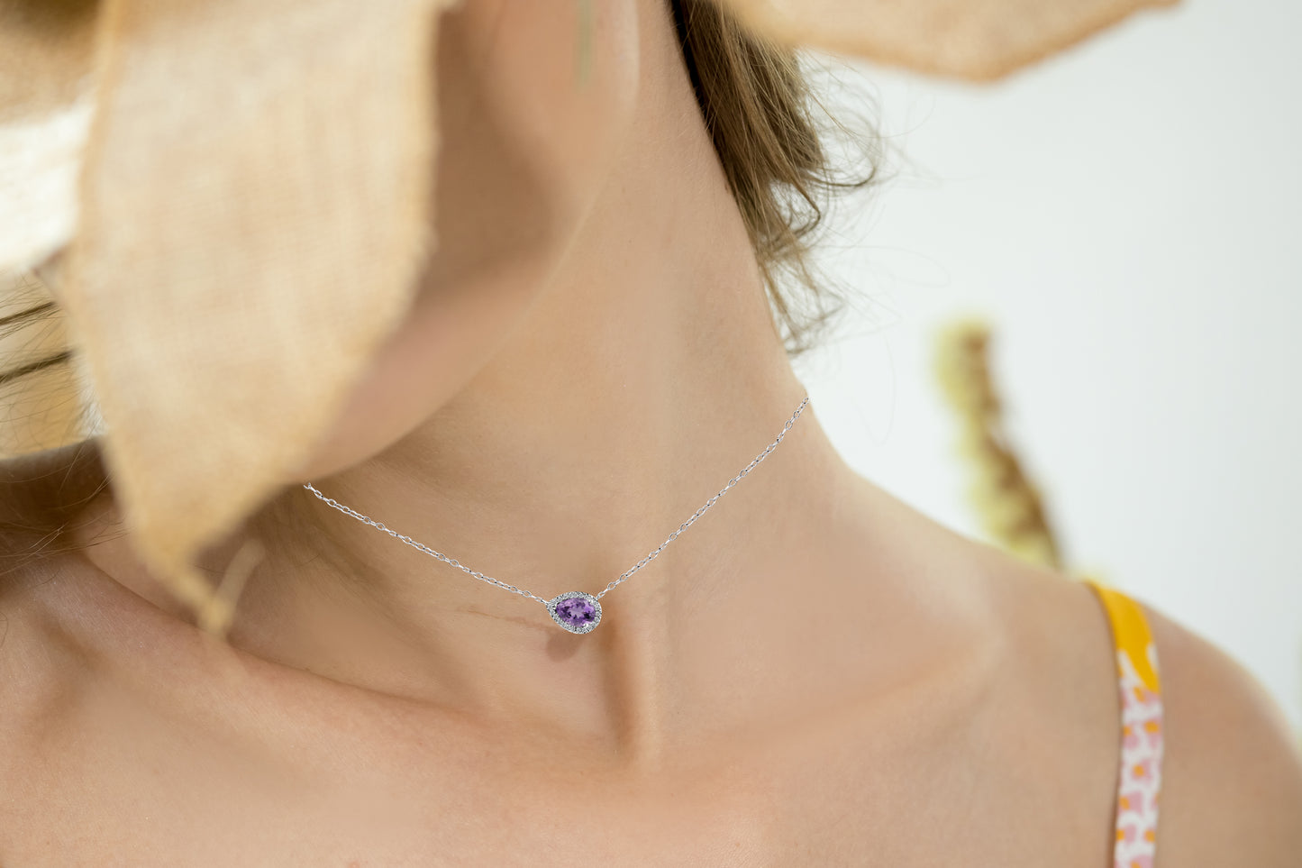 Pear Amethyst LGD Necklace