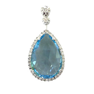 Swiss Blue Topaz White Gold Pendant.