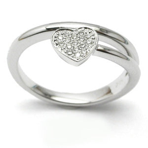 14K White Gold Heart Ring.