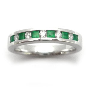 Emerald White Gold Wedding Band.