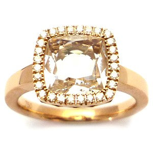 White Quartz Pink Gold Ring.
