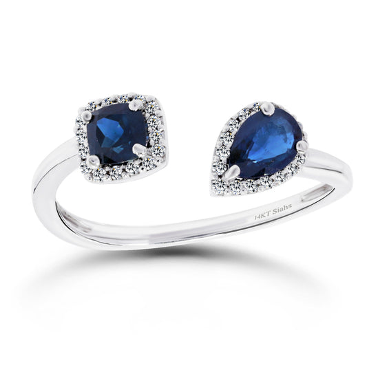 Sapphires White Gold Ring.