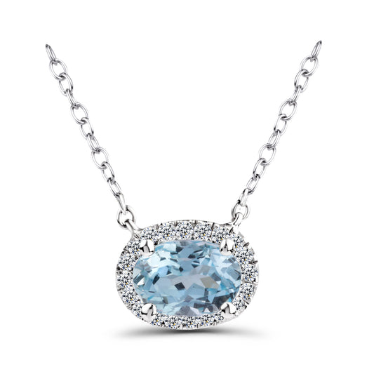 Sky Blue Topaz White Gold Necklace.