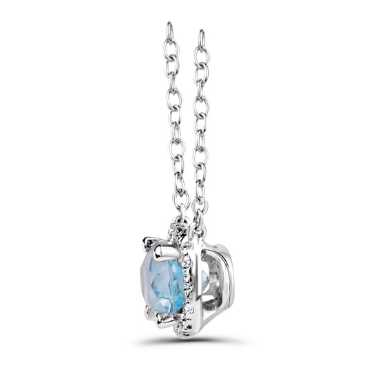 Sky Blue Topaz White Gold Necklace.