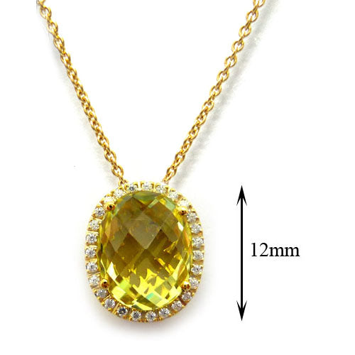 Lemon Quartz Yellow Gold Pendant.