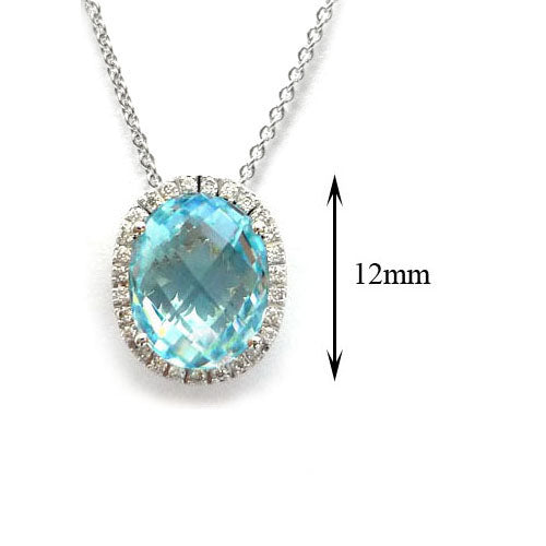 Sky Blue Topaz White Gold Pendant.